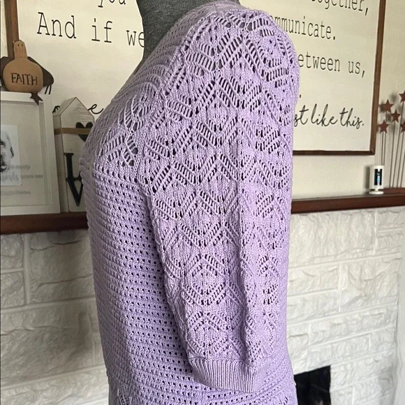 White House Black Market Lavender Knit Sweater - Picture 3 of 5